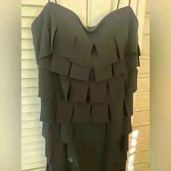 JS Collections Cocktail Dress Ruffles Mini Womens Size 4 little black dress - Picture 6 of 9